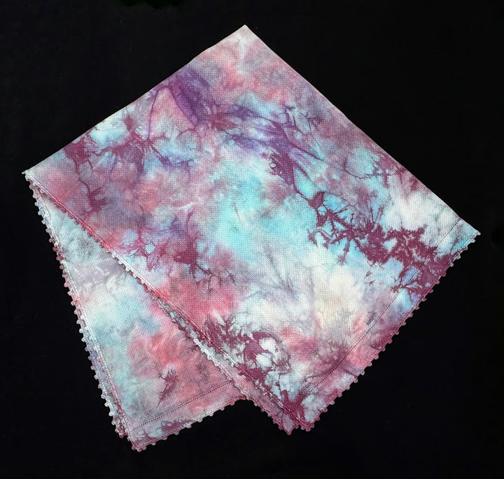 Vintage Hand Dyed Table Runner - Purple and Blue