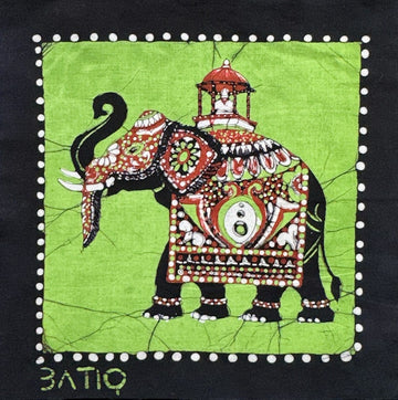MEASUREMENT NEEDED Batik Panel from Sri Lanka - Elephant on Green MEASUREMENT NEEDED Batik Panel from Sri Lanka - Elephant on Green