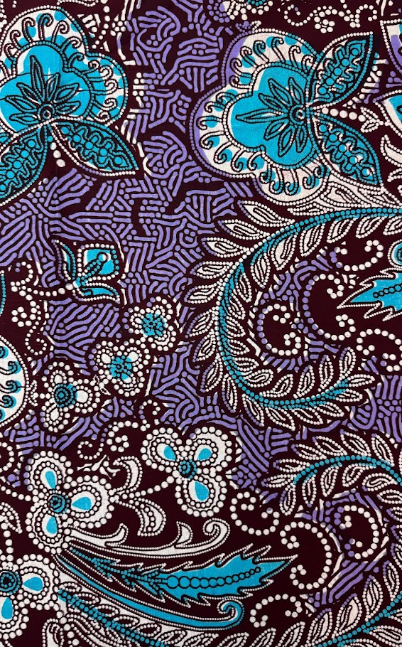 Uniwax Prints from Ivory Coast, Flowers and Leaves, Grappa