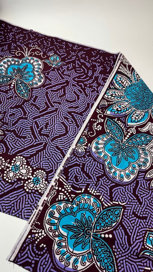 Uniwax Prints from Ivory Coast, Flowers and Leaves, Grappa