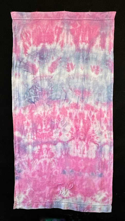 Vintage Pink and Blue Hand-Dyed Monogrammed Hand Towel