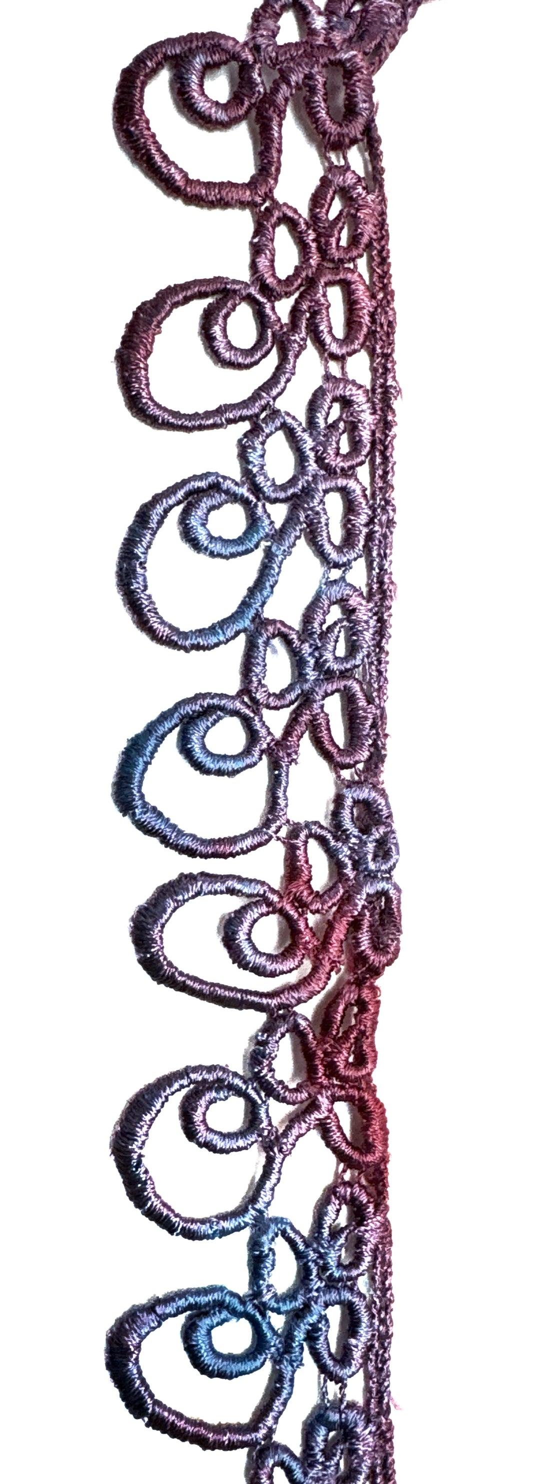 Hand Dyed Machine Rayon Trim - Purple and Blue 2" | Mixed Media Textile Trim