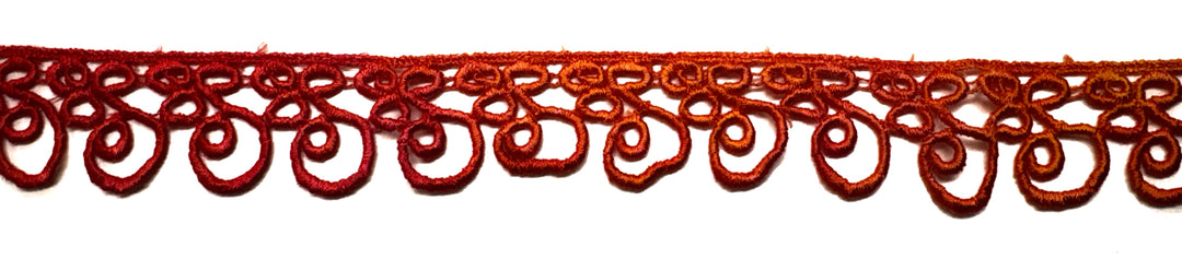Hand Dyed Machine Rayon Trim - Orange Clovers 1.5" | Mixed Media Textile Trim
