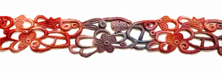 Hand Dyed Machine Rayon Trim - Multi Flowers 2" | Mixed Media Textile Trim