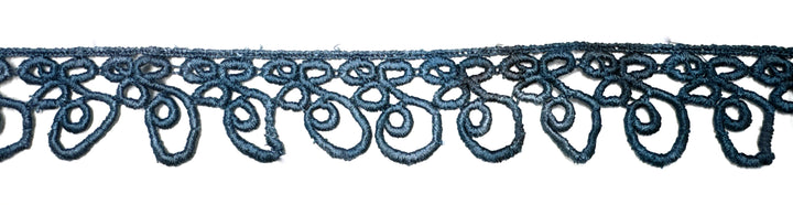 Hand Dyed Machine Rayon Trim - Blue Clovers 1.5" | Mixed Media Textile Trim