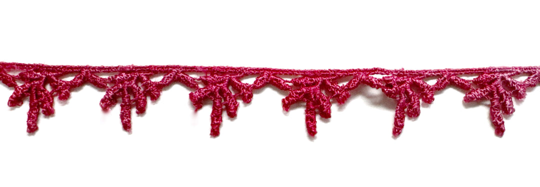 Hand Dyed Machine Rayon Trim - Pink Leaves 3/4" | Mixed Media Textile Trim