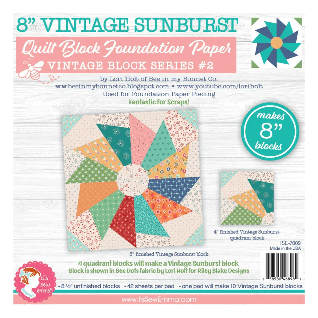 8" Vintage Sunburst Foundation Paper Piecing Pad