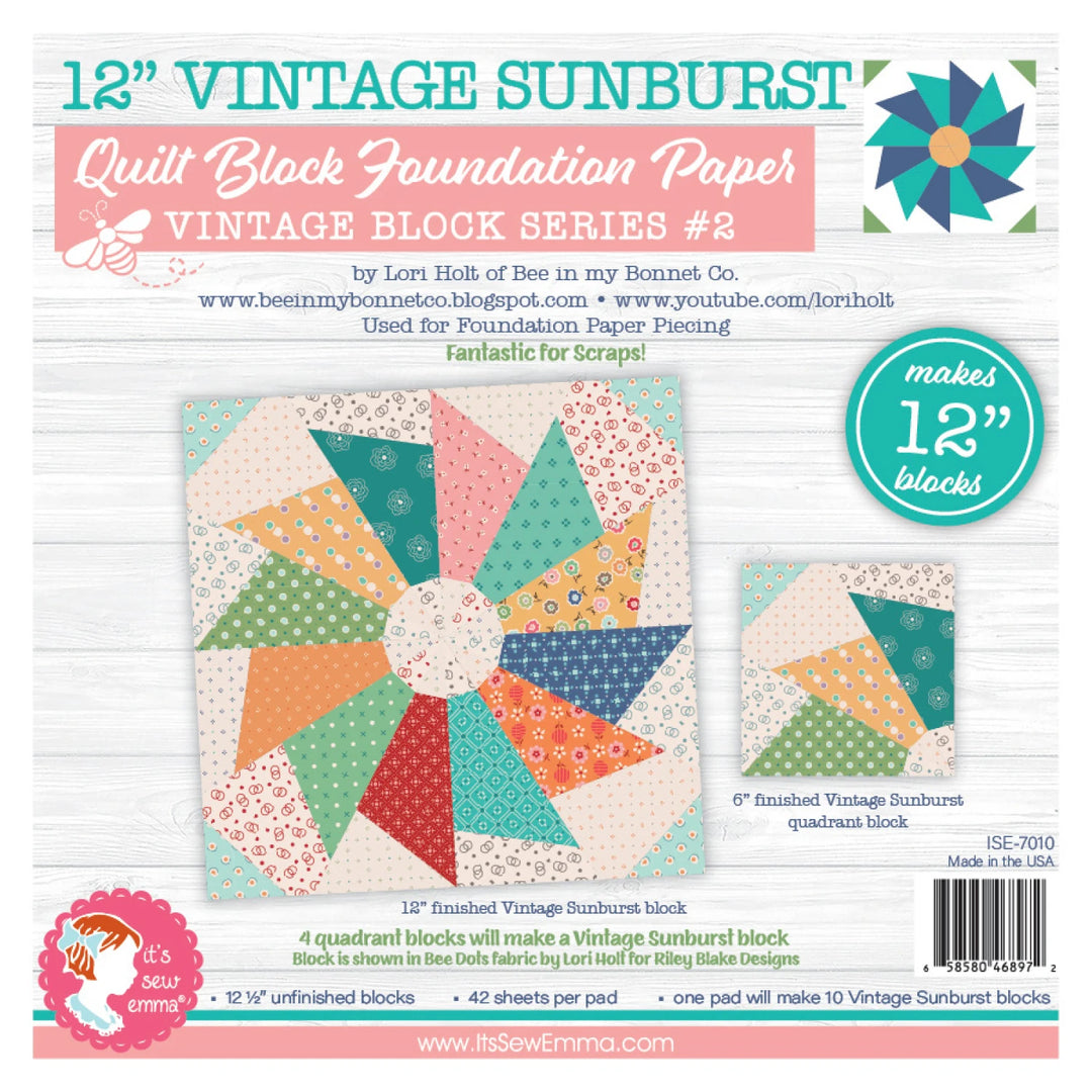 12" Vintage Sunburst Foundation Paper Piecing Pad