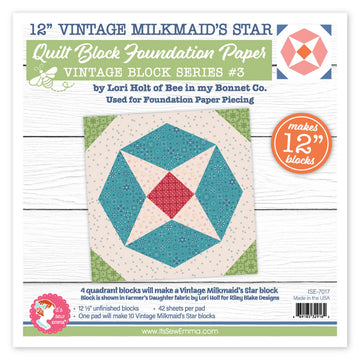 ISE-7017 Vintage Milkmaid's Star Quilt Block Foundation Paper