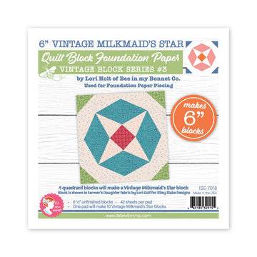 ISE-7018 Vintage Milkmaid's Star Quilt Block Foundation Paper