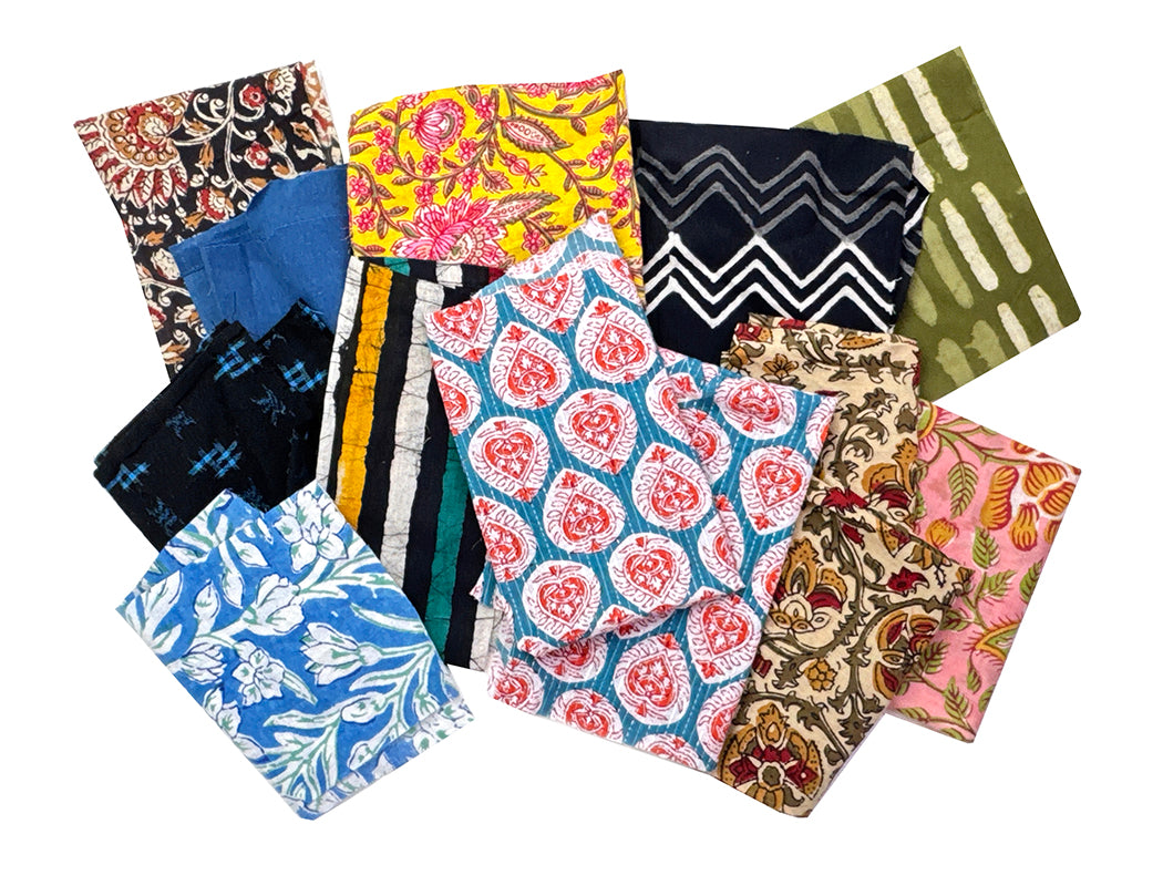 Large Bag of Assorted Indian Fabric Scraps