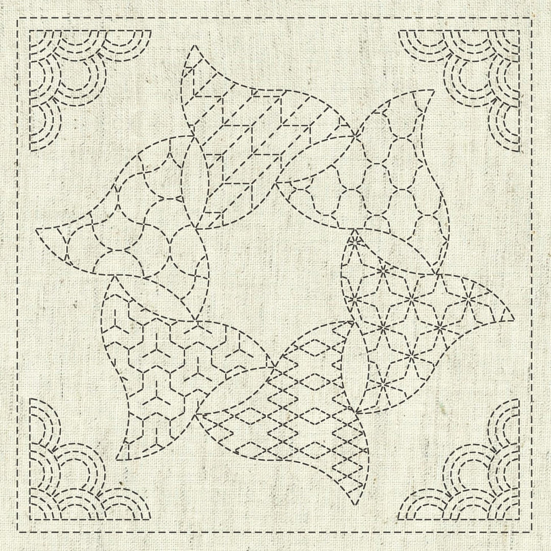 Sashiko Preprinted Fabric, Kaza-Guruma 5