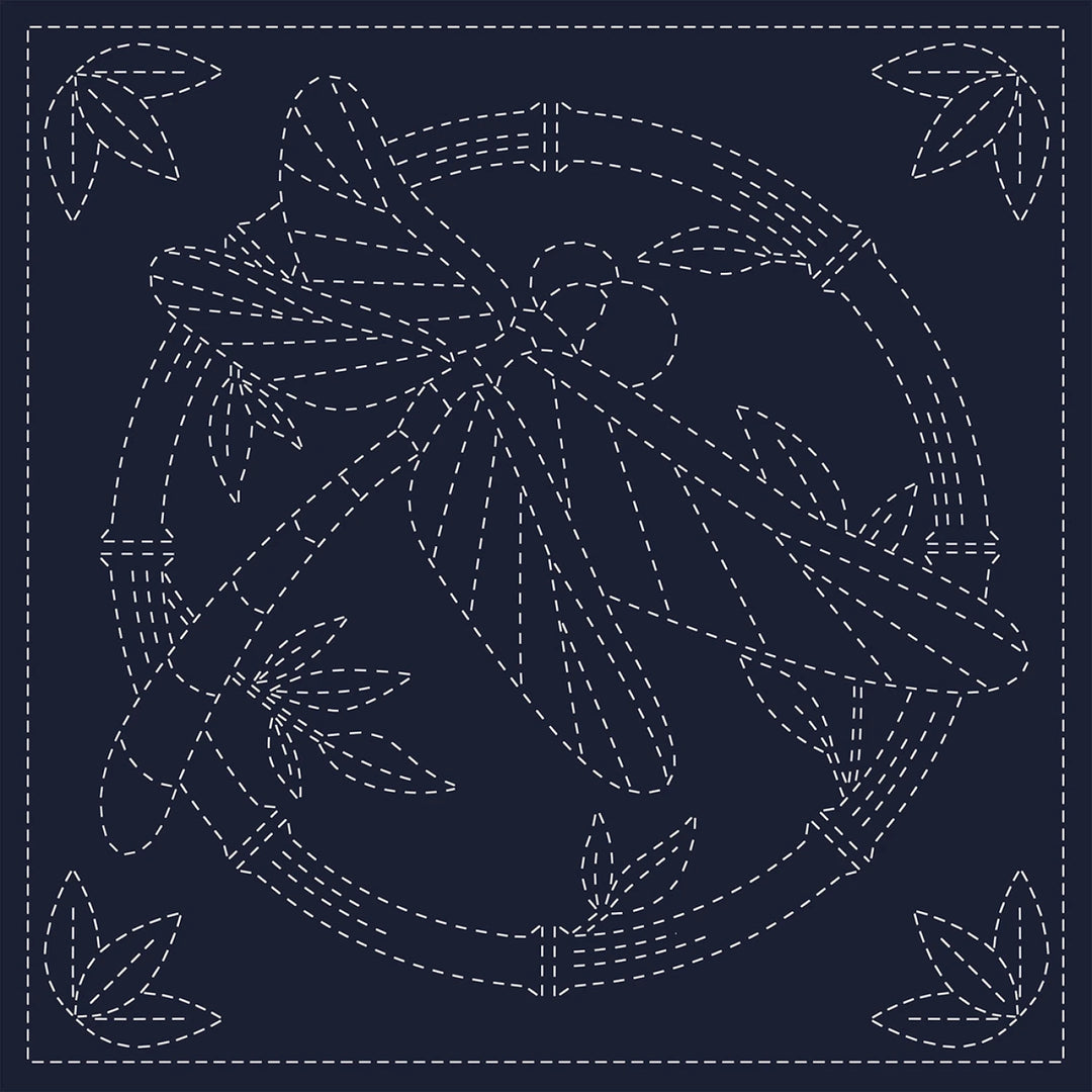 Sashiko Preprinted Fabric, Summertime Navy