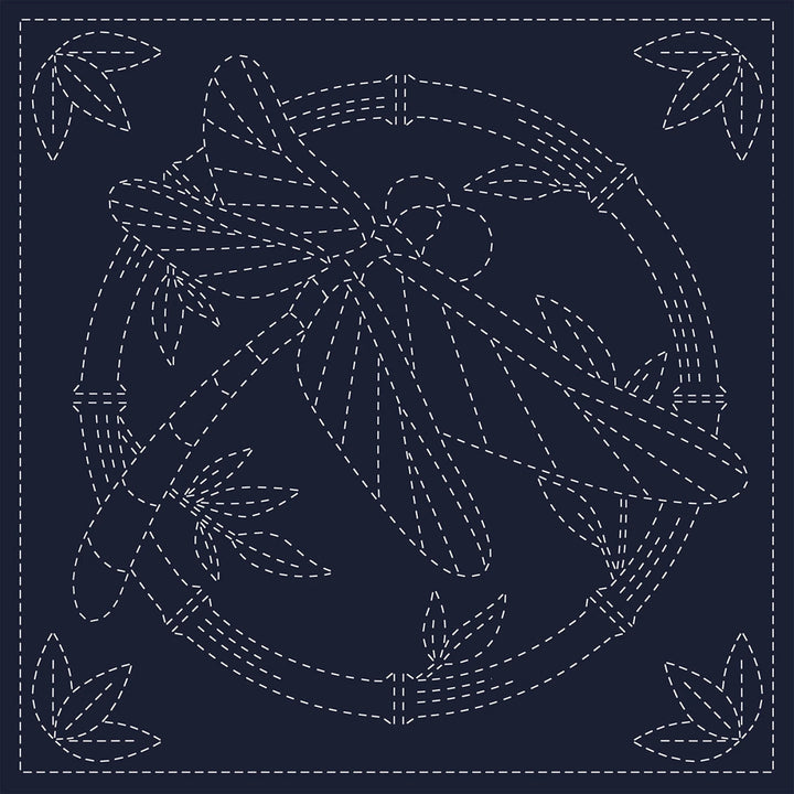 Sashiko Preprinted Fabric, Summertime Navy