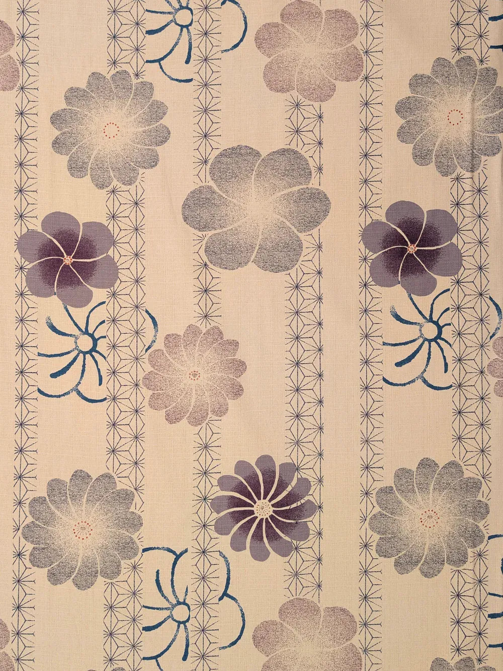 Kobayashi Japanese Dobby Fabric - Asanoha Stripe and Blossoms, Colorway E Large-Scale Wa Pattern Japanese Dobby Fabric - Kobayashi Online