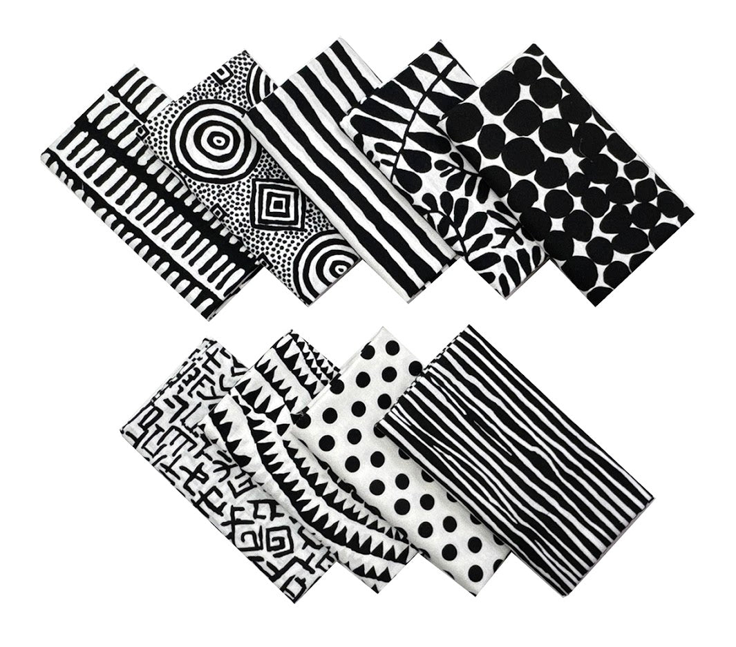 Kaffe Fassett Black & White Classics Fat Quarter Fabric Bundle (9 pcs)