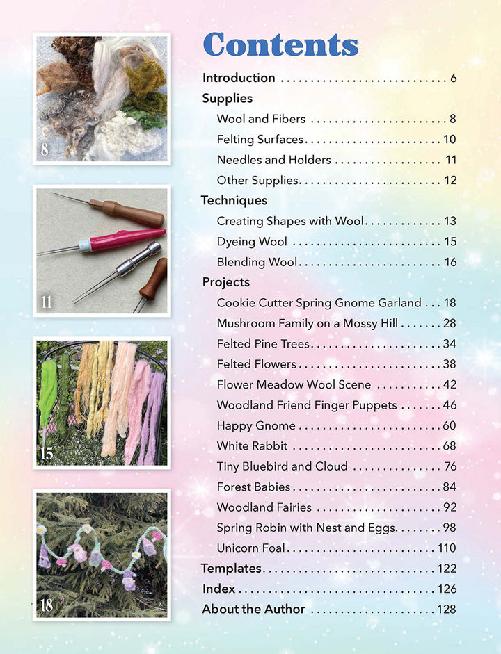 Felt crafting book contents page