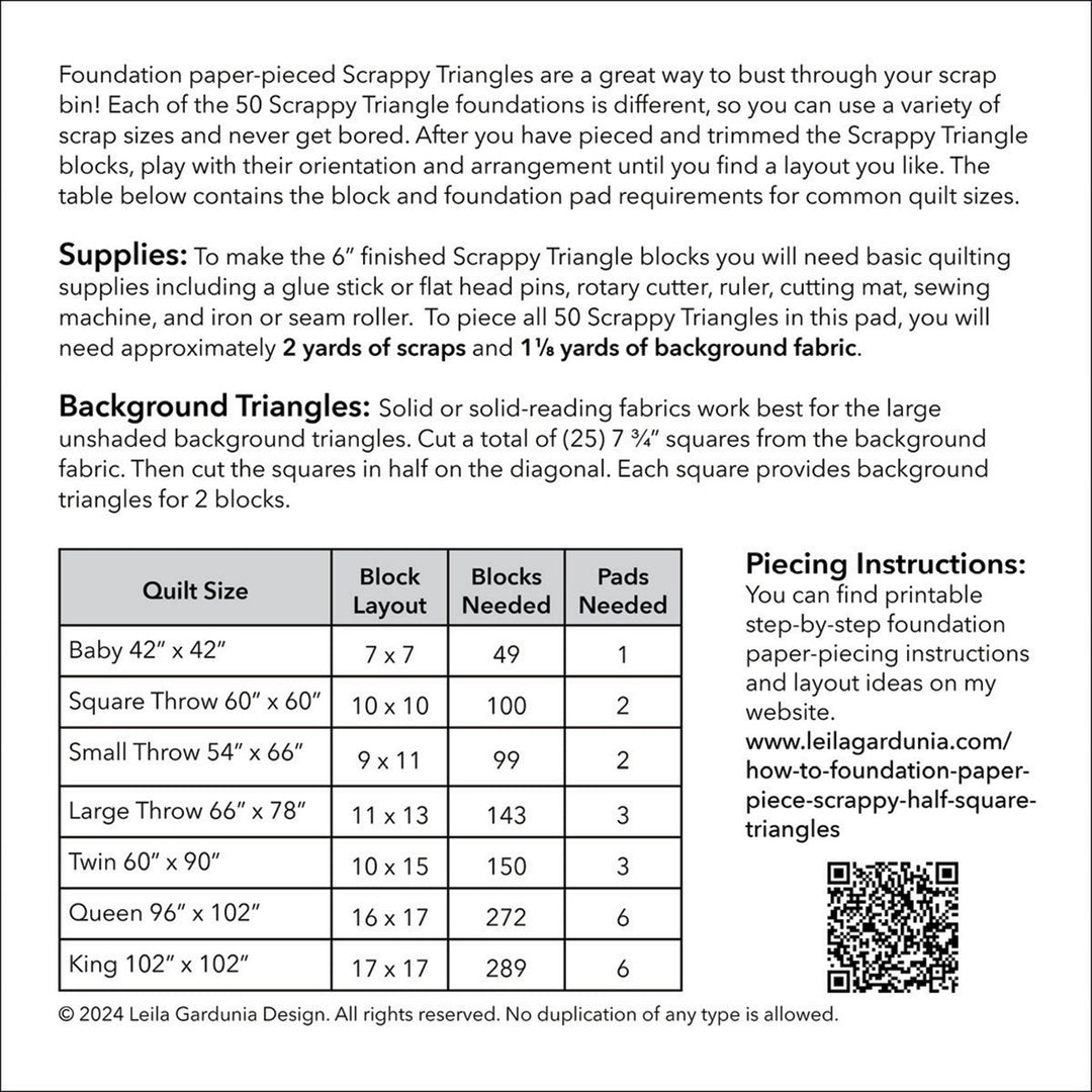 Scrappy Triangle Foundation Paper-Piecing Pad