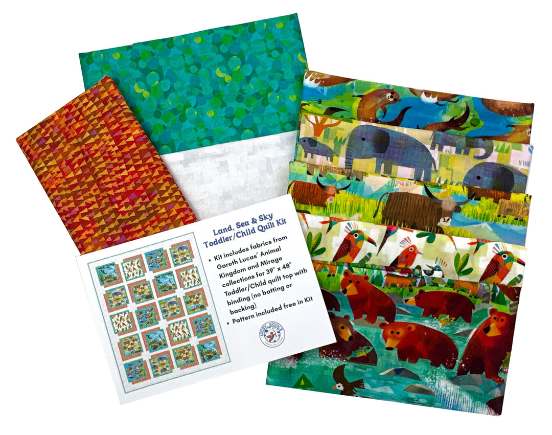 Land, Sea & Sky Toddler/Child Quilt Kit with Animal Kingdom & Mirage fabrics