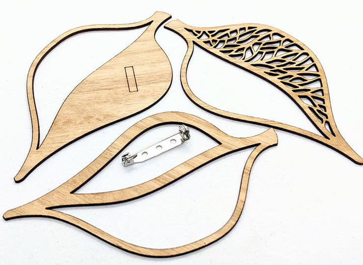 Leaf brooch wood components