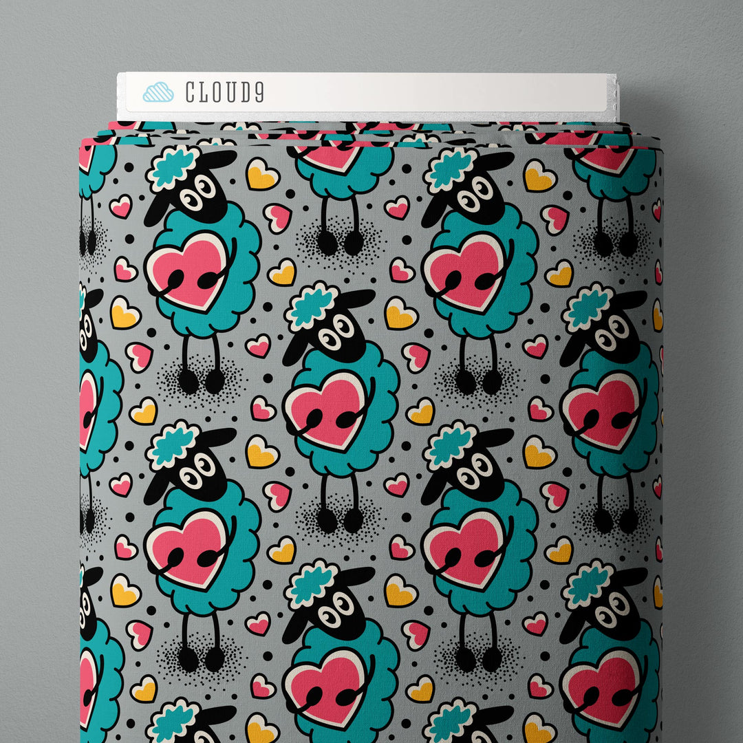 Love, Ink by RouCouCou - Sheep, Blue CANVAS