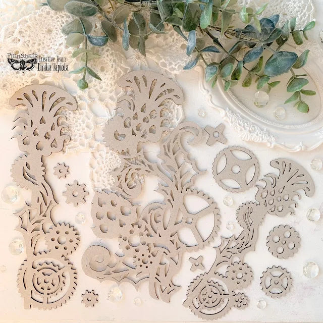 Finnabair Decorative Chipboard: Mechanical Thistle (11 pcs)