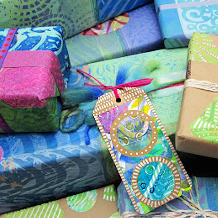 Colorful, patterned gift-wrapped presents