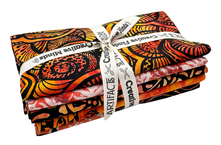 Orange Batik Explosion! Fat Garden Fabric Bundle (4 pcs)
