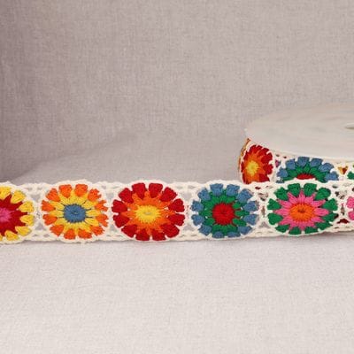 Crochet Trim with Roses 1.65 in Sold by the Yard