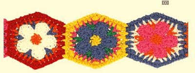 Crochet Flower Trim 2.16 in Multicolor Flowers Sold by the Yard