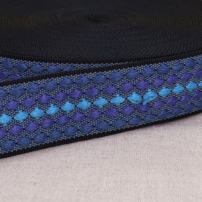 1.5in Rhombus Webbing, Multicolor Blue Sold by the Yard