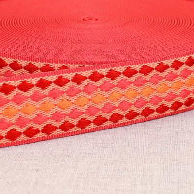 1.5in Rhombus Webbing, Multicolor Pink Sold by the Yard