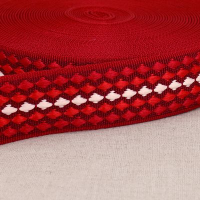 1.5in Rhombus Webbing, Multicolor Red Sold by the Yard