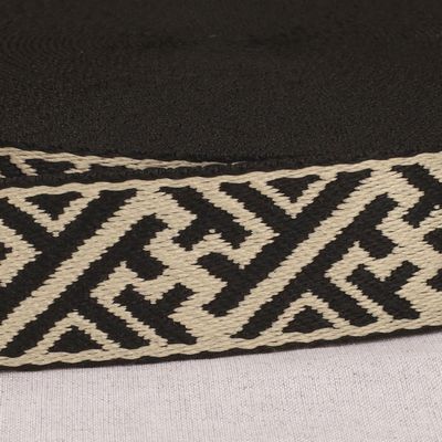 1.5in Bicolor Geometric Webbing, Black Sold by the Yard