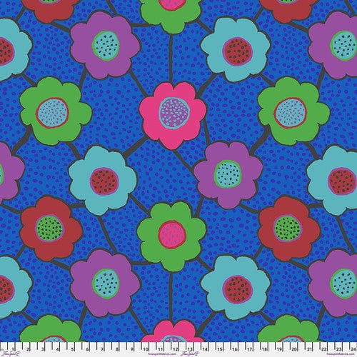 Blue floral fabric pattern