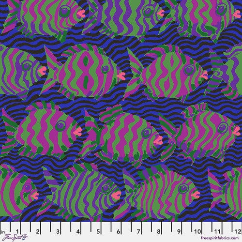 Blue fish pattern fabric