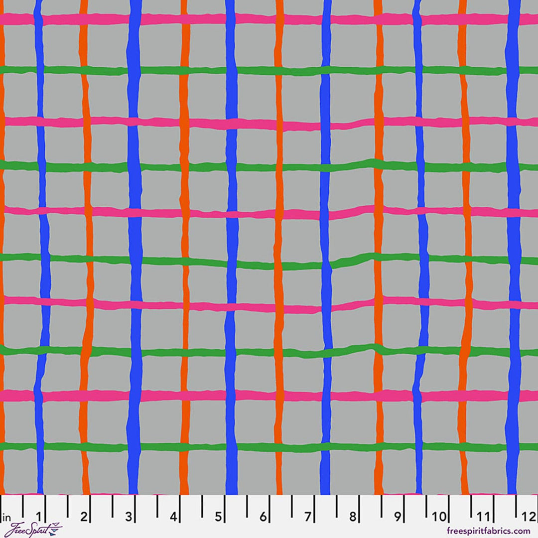 Kaffe Fassett Collective August 2026, Grid, Grey Fabric Kaffe Fassett Collective by Brandon Mably - Grid, Grey Fabric