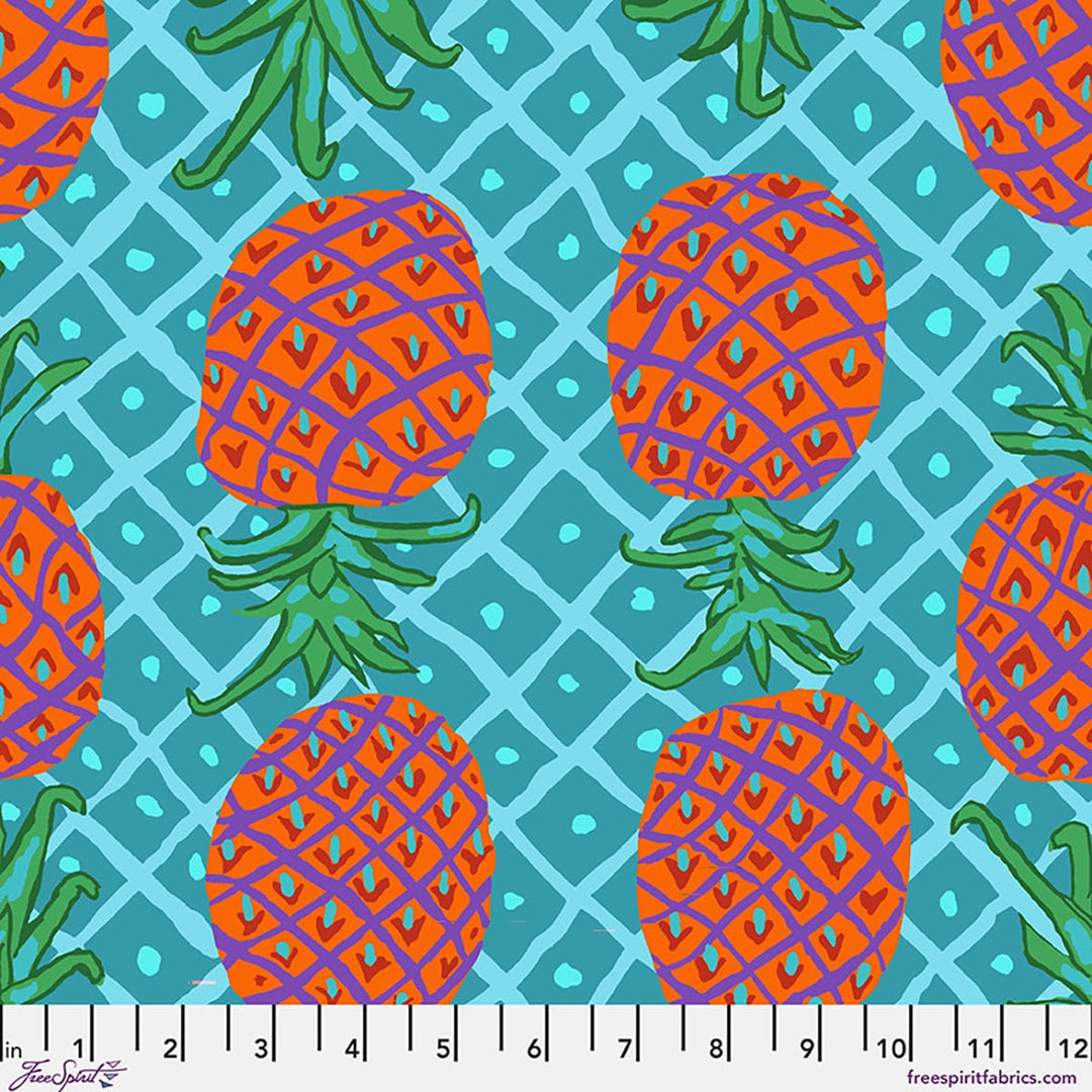 Kaffe Fassett Collective August 2026, Upside Down, Aqua Fabric Kaffe Fassett Collective by Brandon Mably - Upside Down, Aqua Fabric