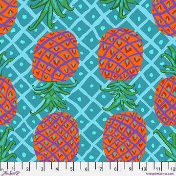 Kaffe Fassett Collective August 2026, Upside Down, Aqua Fabric Kaffe Fassett Collective by Brandon Mably - Upside Down, Aqua Fabric