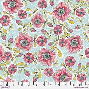 Hello World by Cori Dantini - LG Happy Blossom, Blue Fabric Hello World by Cori Dantini - LG Happy Blossom, Blue Fabric