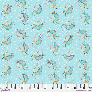 Hello World by Cori Dantini - I Love You, Bird, Blue Fabric Hello World by Cori Dantini - I Love You, Bird, Blue Fabric