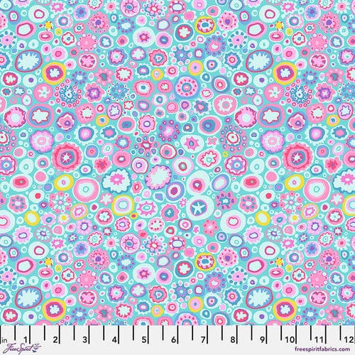 Aqua floral fabric pattern