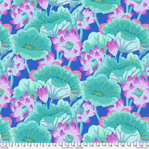 Turquoise lotus flower fabric print PWGP093