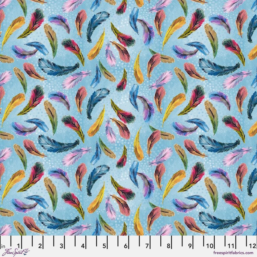 Birds of a Feather by Helen Godden - Feathers, Blue Feathers Blue | Birds of a Feather Fabric by Helen Godden