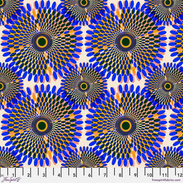 Echoes in Colour by Kitty McCall - Feathered Halo, Cobalt Feathered Halo Cobalt | Echoes in Colour Fabric by Kitty McCall