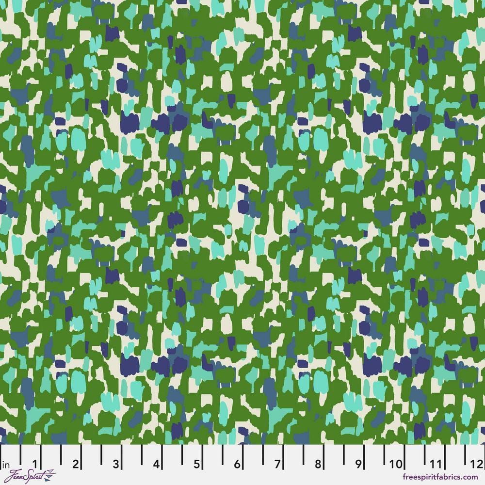 Echoes in Colour by Kitty McCall - Rainforest Mist, Teal Rainforest Mist Teal | Echoes in Colour Fabric by Kitty McCall