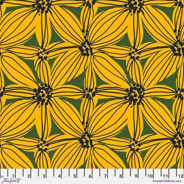 Echoes in Colour by Kitty McCall - Sunburst Blossoms, Golden Sunburst Blossoms Golden | Echoes in Colour Fabric by Kitty McCall