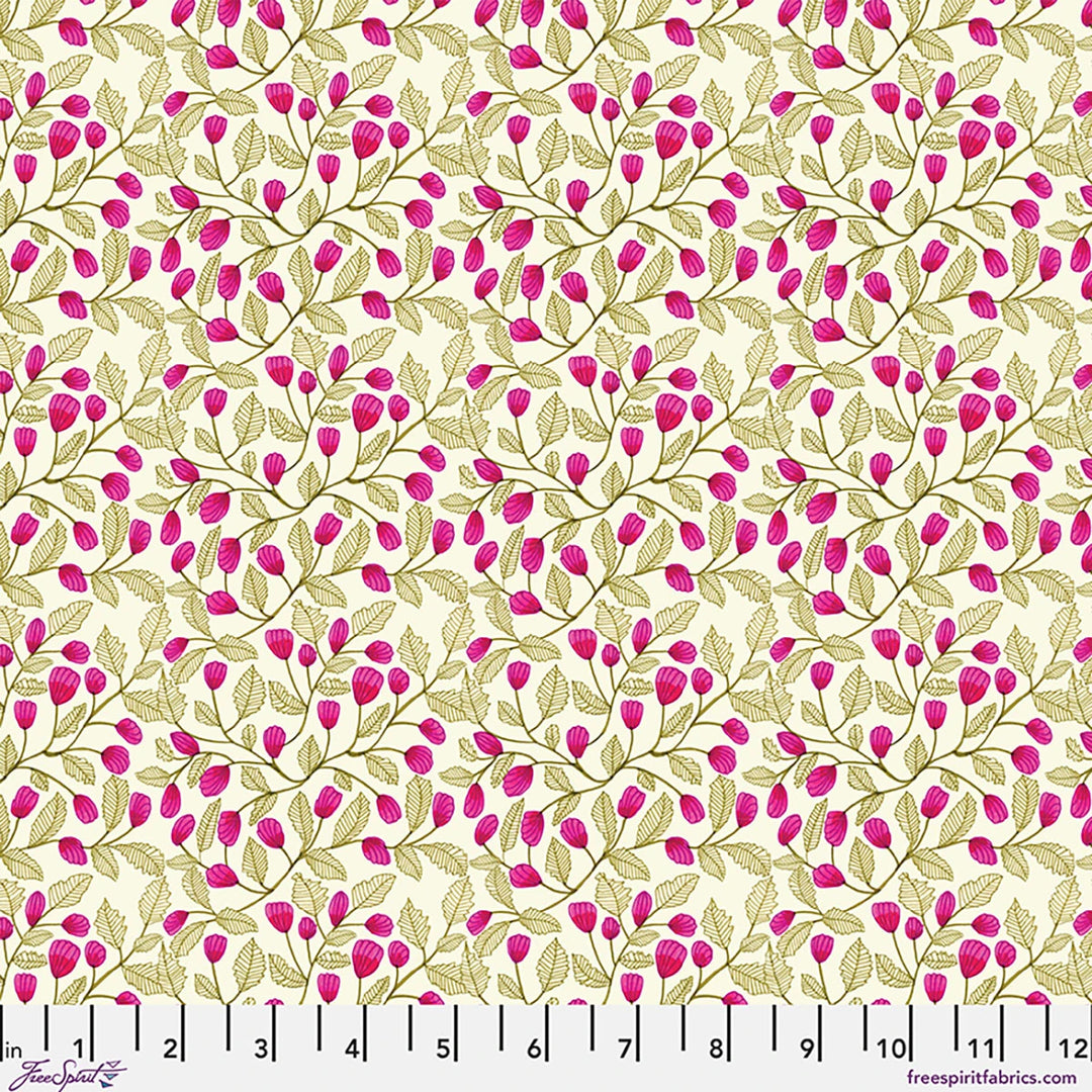Springtime Splendour by Kirsten Katz - Bramble Bush, Vanilla Bramble Bush - Springtime Splendour by Kirsten Katz Quilting Fabric