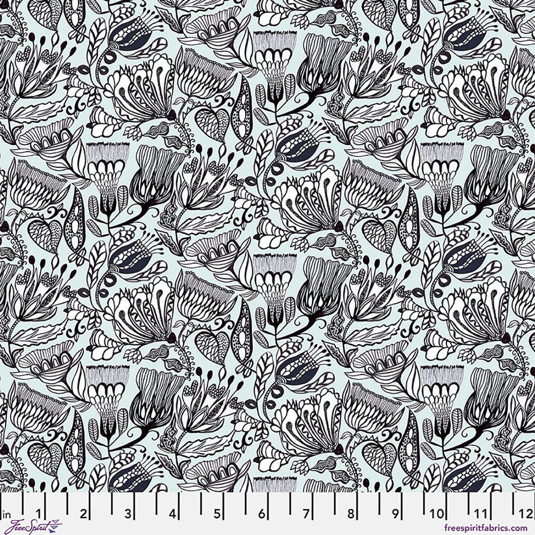 Springtime Splendour by Kirsten Katz - Botanika, Mist Botanika - Springtime Splendour by Kirsten Katz Quilting Fabric