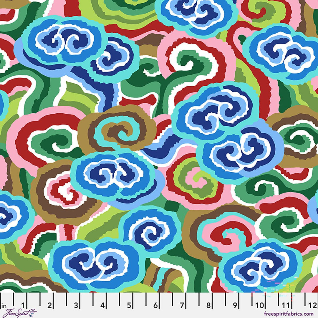 Kaffe Fassett Collective August 2026, Cloud Scrolls, Blue Fabric Kaffe Fassett Collective by Philip Jacobs - Cloud Scrolls, Blue Fabric